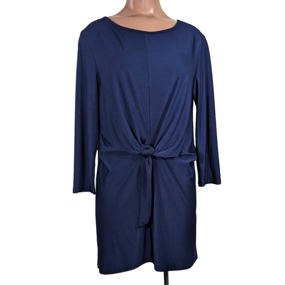 Lily NWT Small Navy Blue 3/4 Sleeve Knee Length Dress w/Knot Tie Detailing